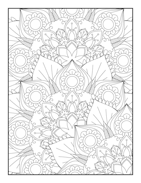 Premium vector adult coloring book pages floral coloring book floral coloring page coloring pages coloring book