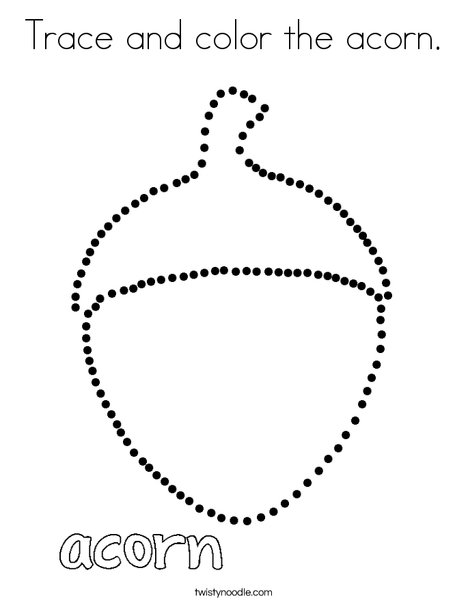 Trace and color the acorn coloring page