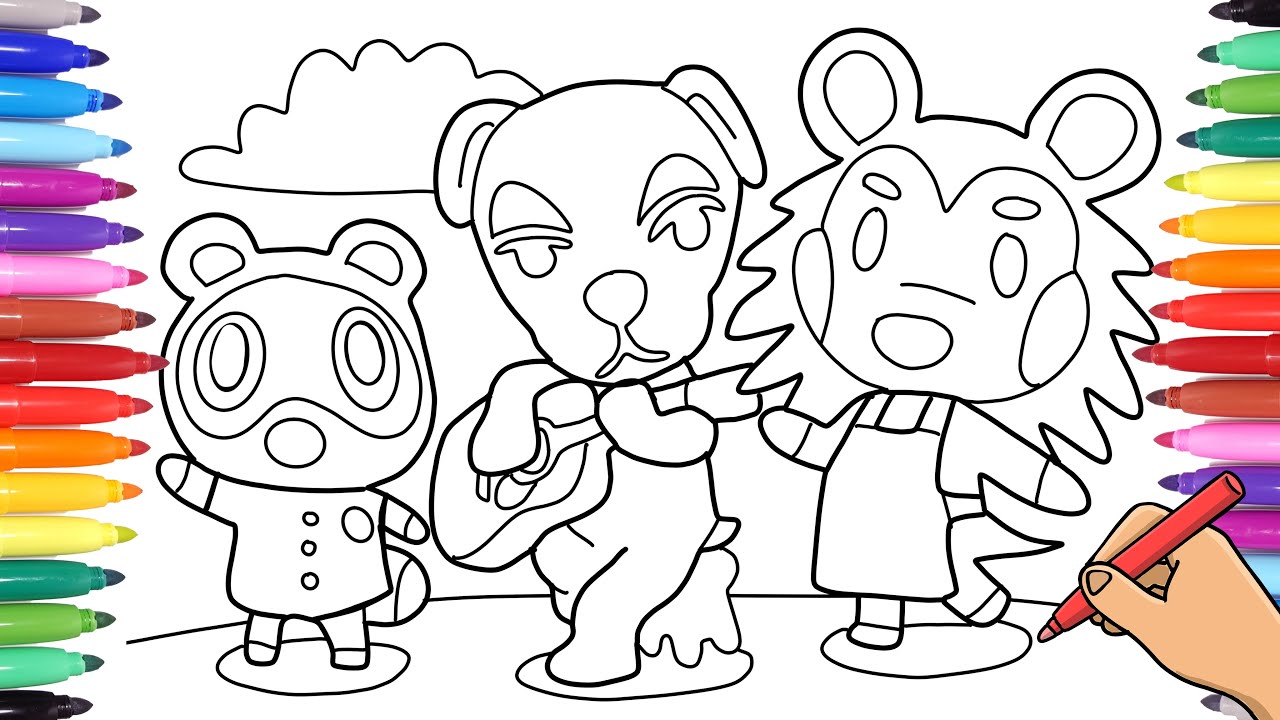 Animal crossing coloring pages for kids