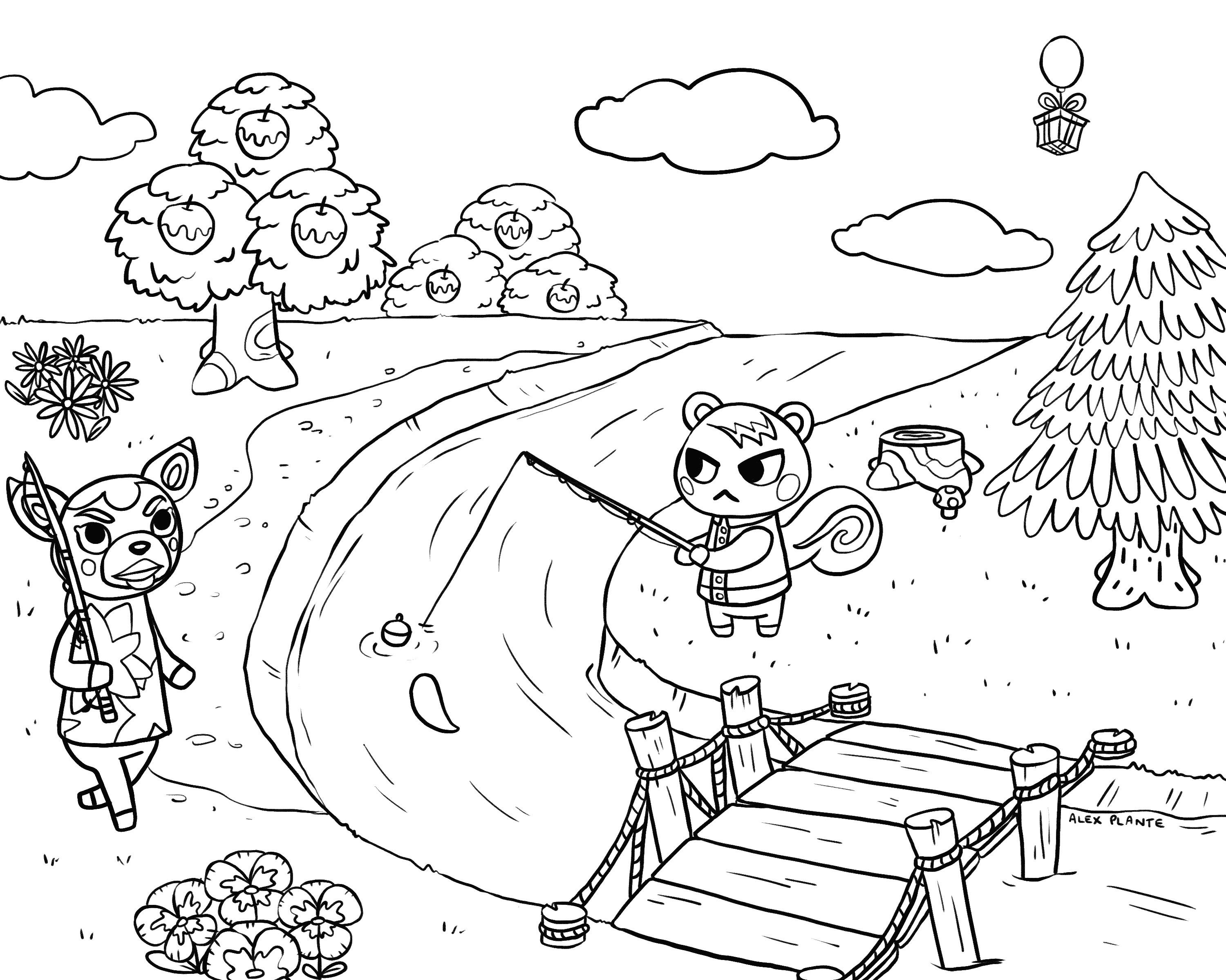 Ive been drawing free printable colouring pages daily for those in isolation heres an animal crossing one i drew today ranimalcrossingnewleaf