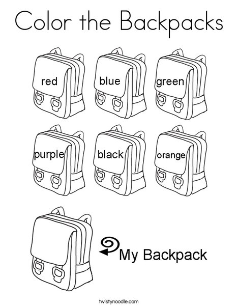 Color the backpacks coloring page