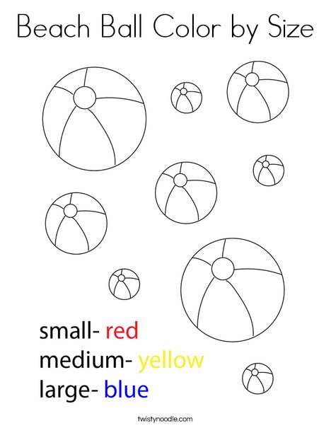 Beach ball color by size coloring page