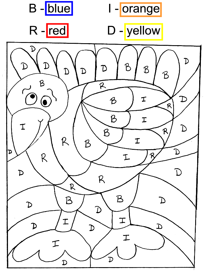 Coloring activity pages turkey color