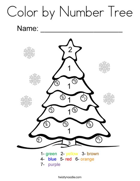 Color by number tree coloring page