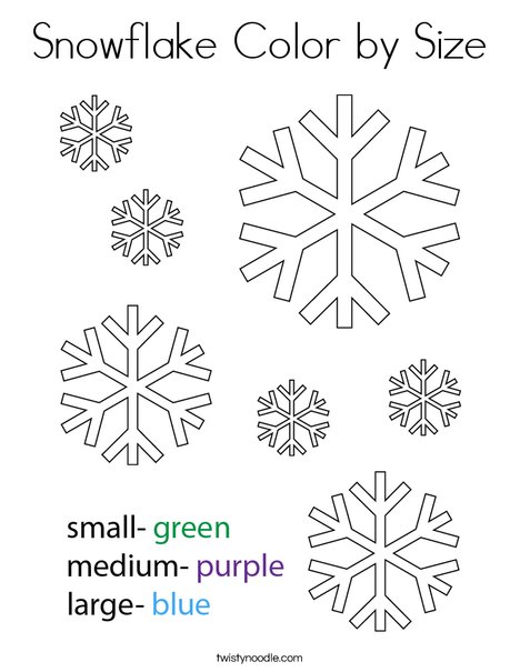 Snowflake color by size coloring page