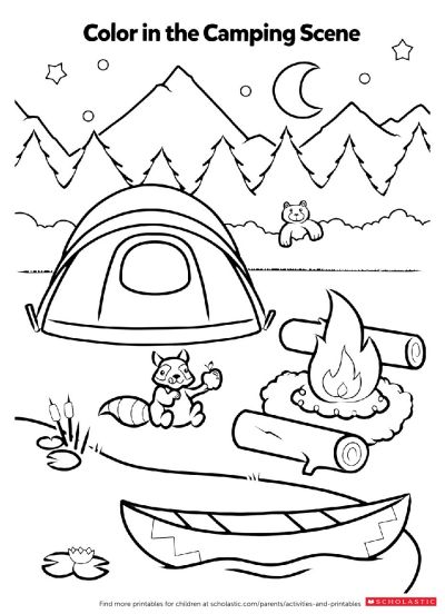 Campfire coloring activity worksheets printables scholastic parents camping coloring pages camping theme preschool camping theme classroom