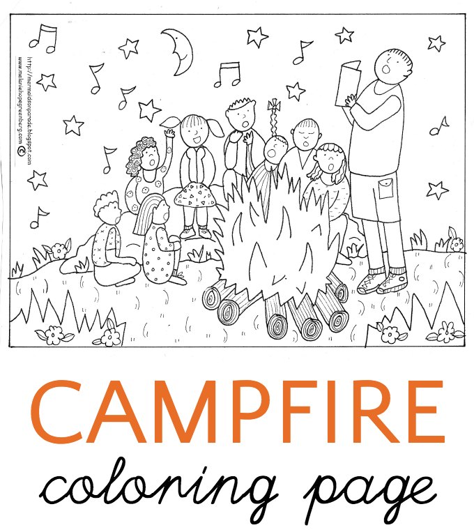 Campfire coloring page and a surprise conversation
