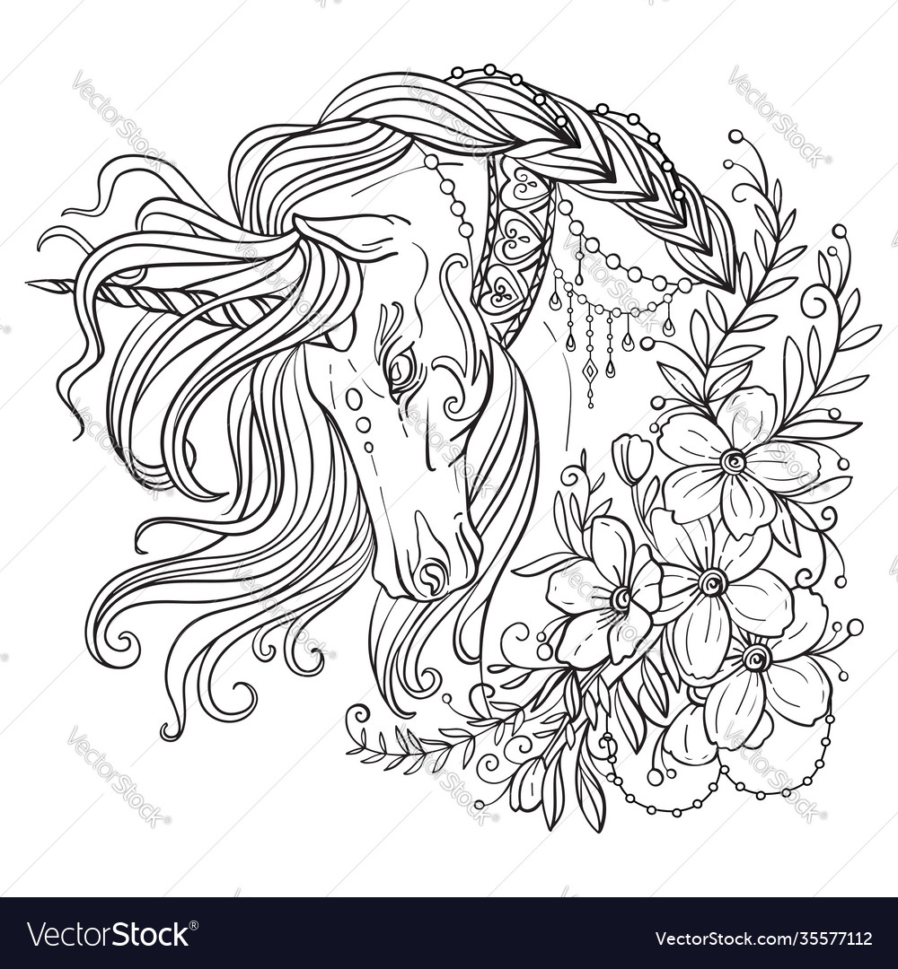 Beauty unicorn coloring book royalty free vector image