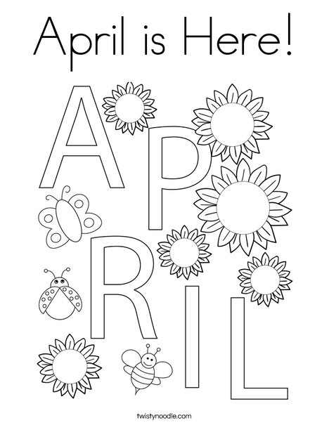 April is here coloring page