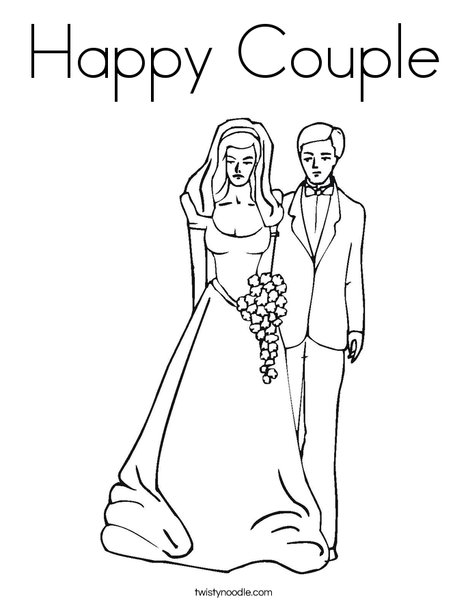 Happy couple coloring page