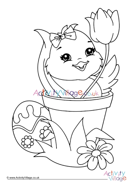 Easter chick louring page
