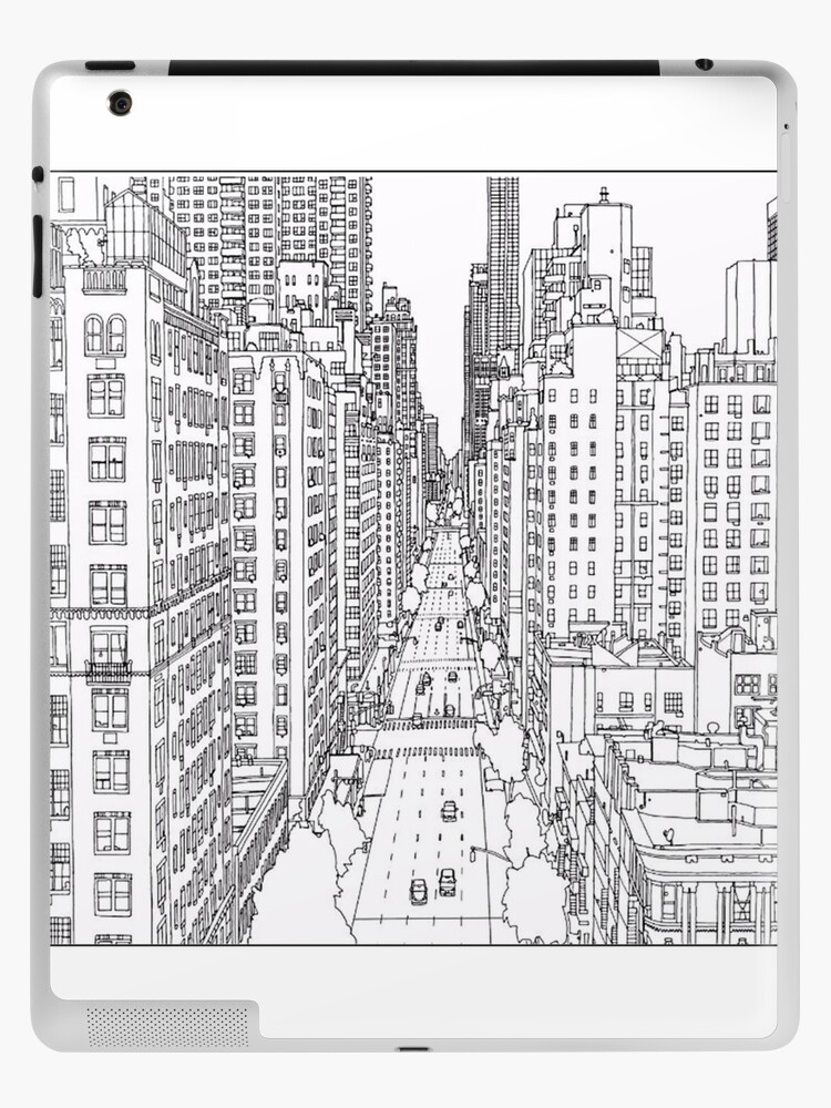 Adult coloring pages new york ipad case skin by yuna