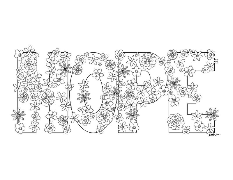 Hope with flowers coloring page by kaleyobsidia on