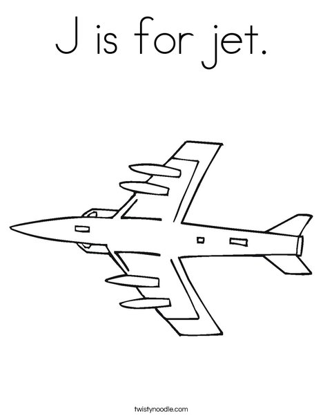 J is for jet coloring page