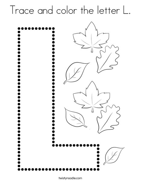 Trace and color the letter l coloring page