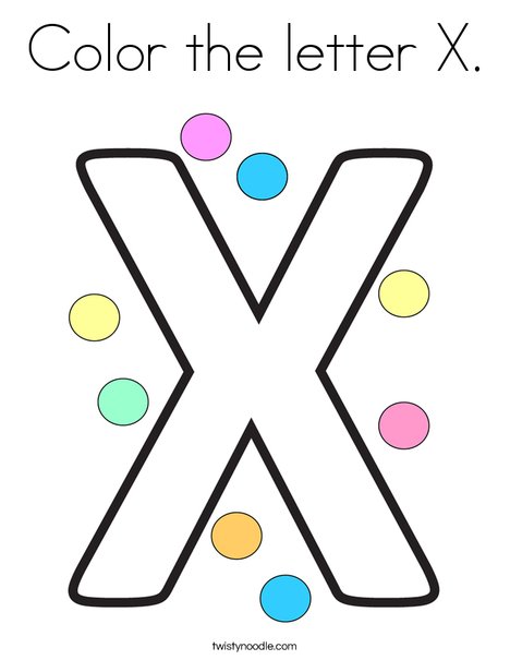 Color the letter x coloring page