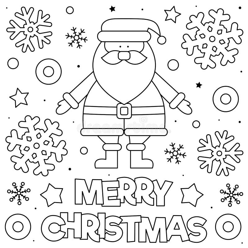 Merry christmas coloring page black and white vector illustration stock vector
