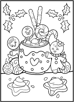 Merry christmas coloring book for kids easy large picture xmas colouring pages with relaxing designs of holiday foods fun decorations cute characters winter scenes and more for children ages rainbow