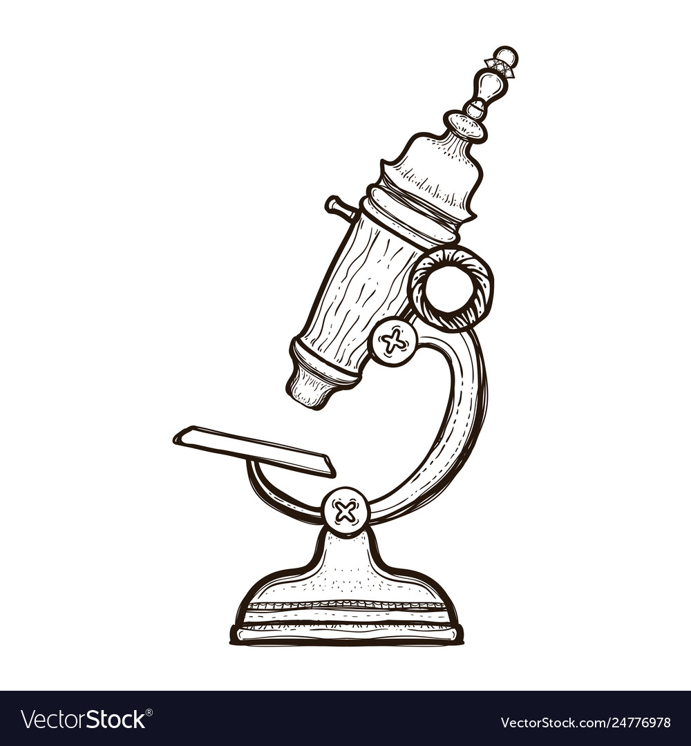 Vintage antique retro microscope coloring book vector image