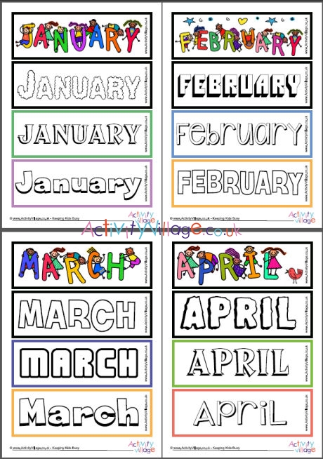 Months of the year louring bookmarks