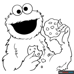 Cookie monster from sesame street coloring page easy drawing guides