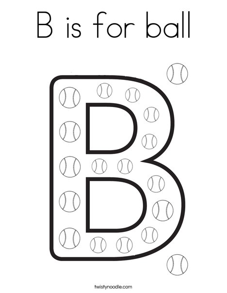 B is for ball coloring page