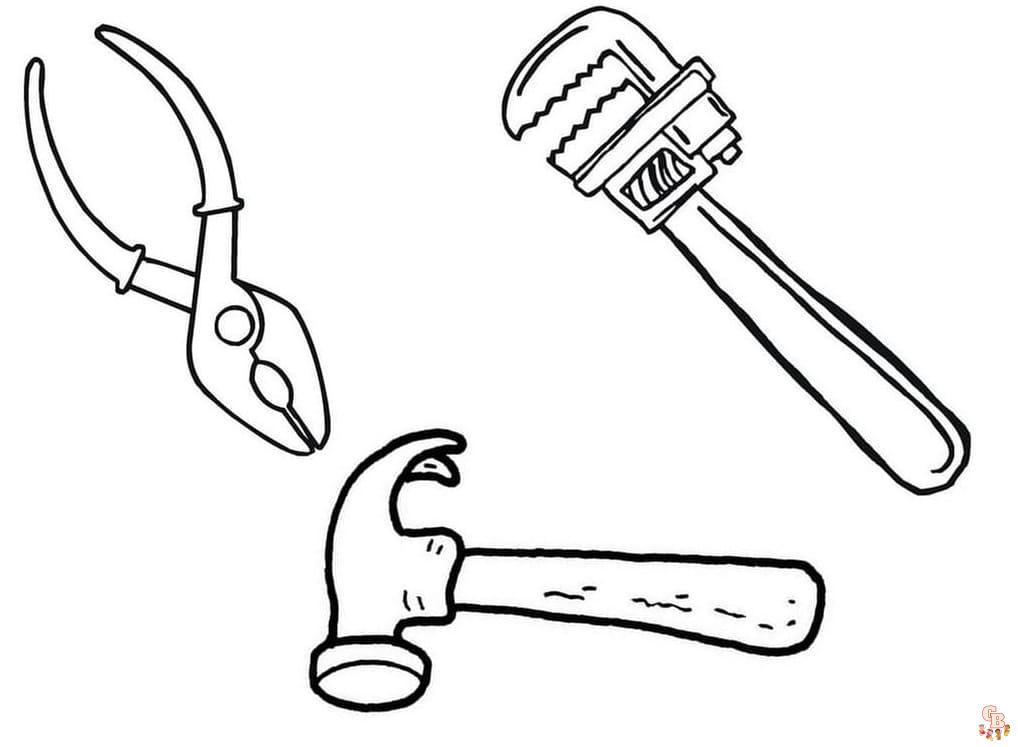 Printable tools coloring pages free for kids and adults