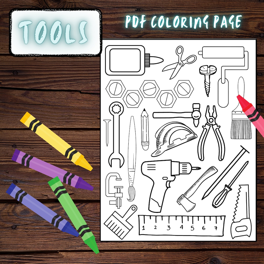 Tools coloring page digital coloring page instant download