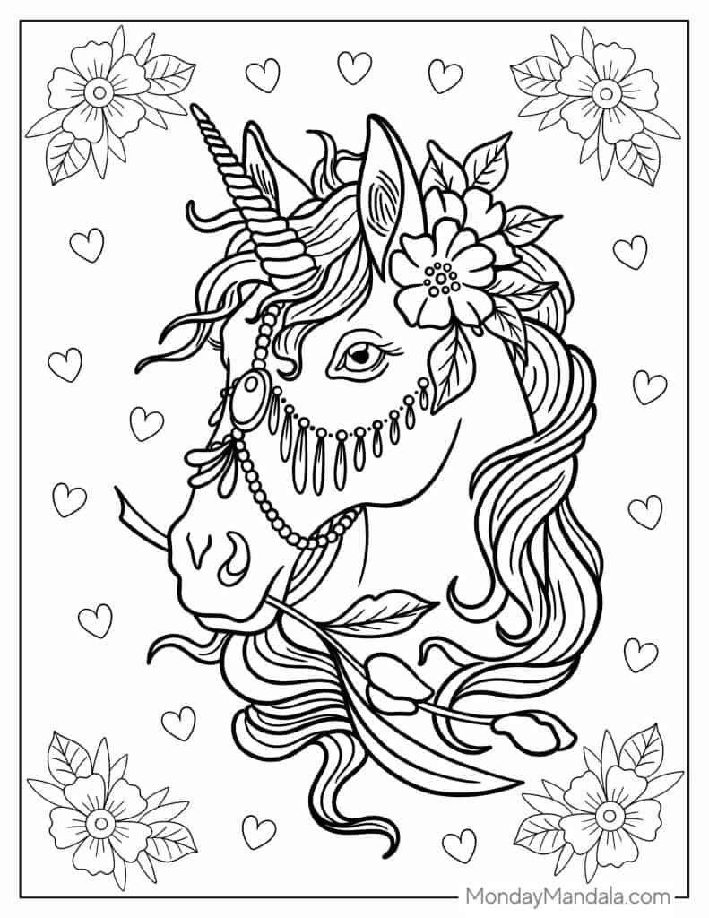 Unicorn coloring pages free pdf printables