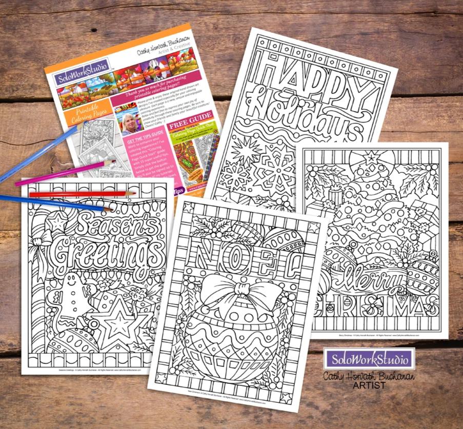 Christmas holiday coloring pages pack coloring book pdf download p â soloworkstudio