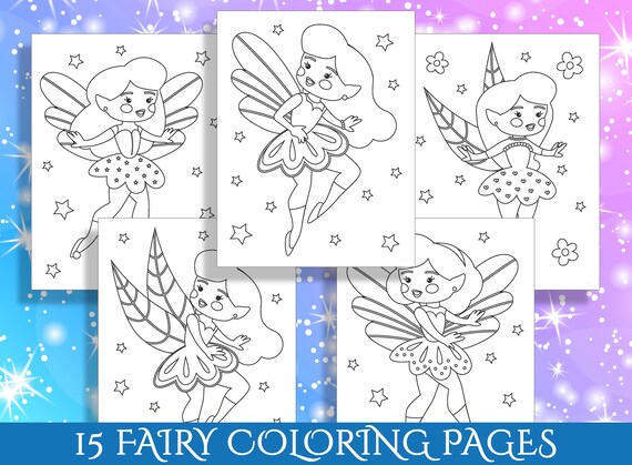Fairy fun for little ones magical coloring pages for preschool and kindergarten kids pdf file instant download