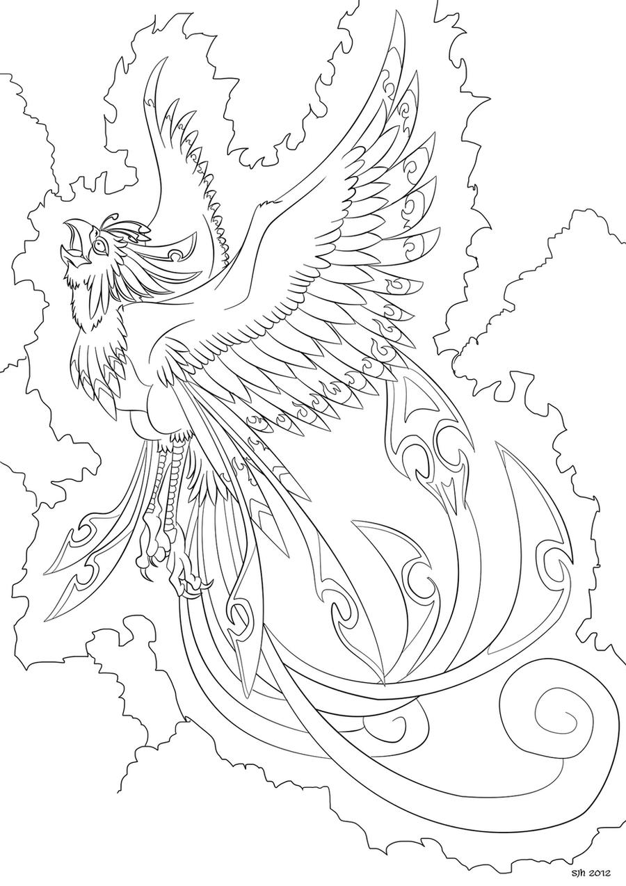 Phoenix coloring in page by darkly