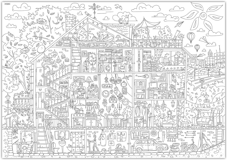 Big giant coloring poster ñolorings for children and who is at home coloring pages for kids and adults color me posters for family xxl size ñ in toys