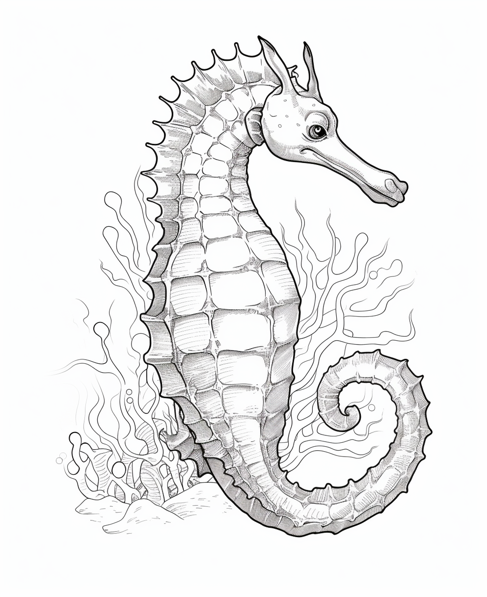 Seahorse coloring page coloring books for children coloring pages