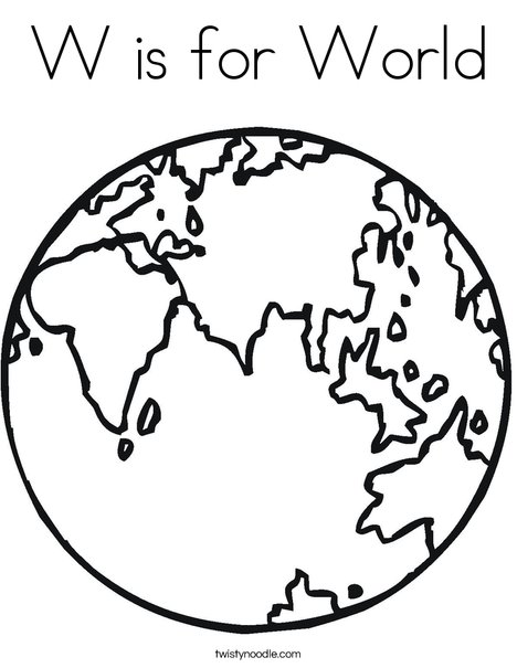 W is for world coloring page