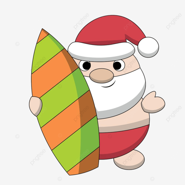 Verano santa con tabla de surf png vacacion decoraciãn personaje png y vector para dcargar gratis