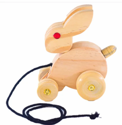 Play school wooden push pull rabbit toy