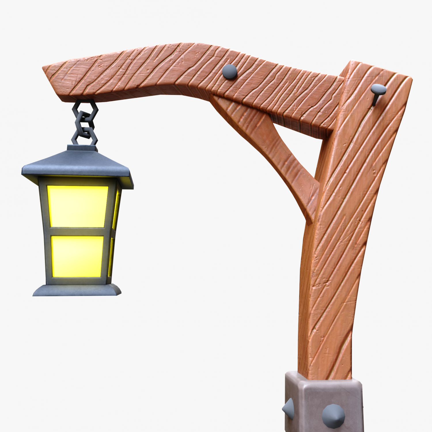 Stylized wooden lantern d model in miscellaneous