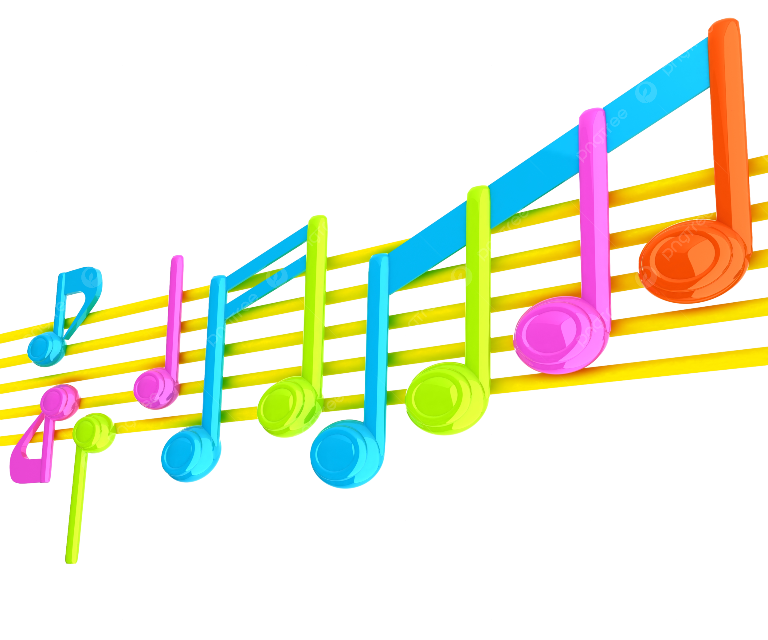 Various music notes on stave colorfull d background shape abstract background png transparent image and clipart for free download