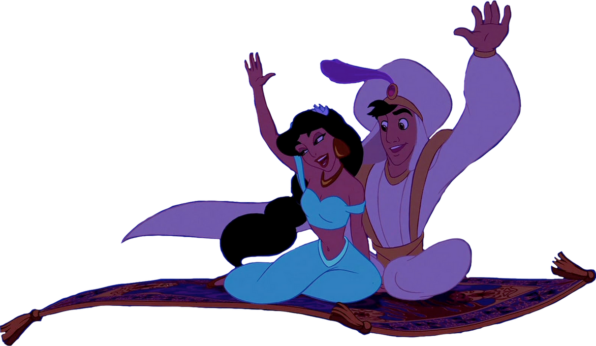 Aladdin and jasmine on magic carpet vector by homersimpson on