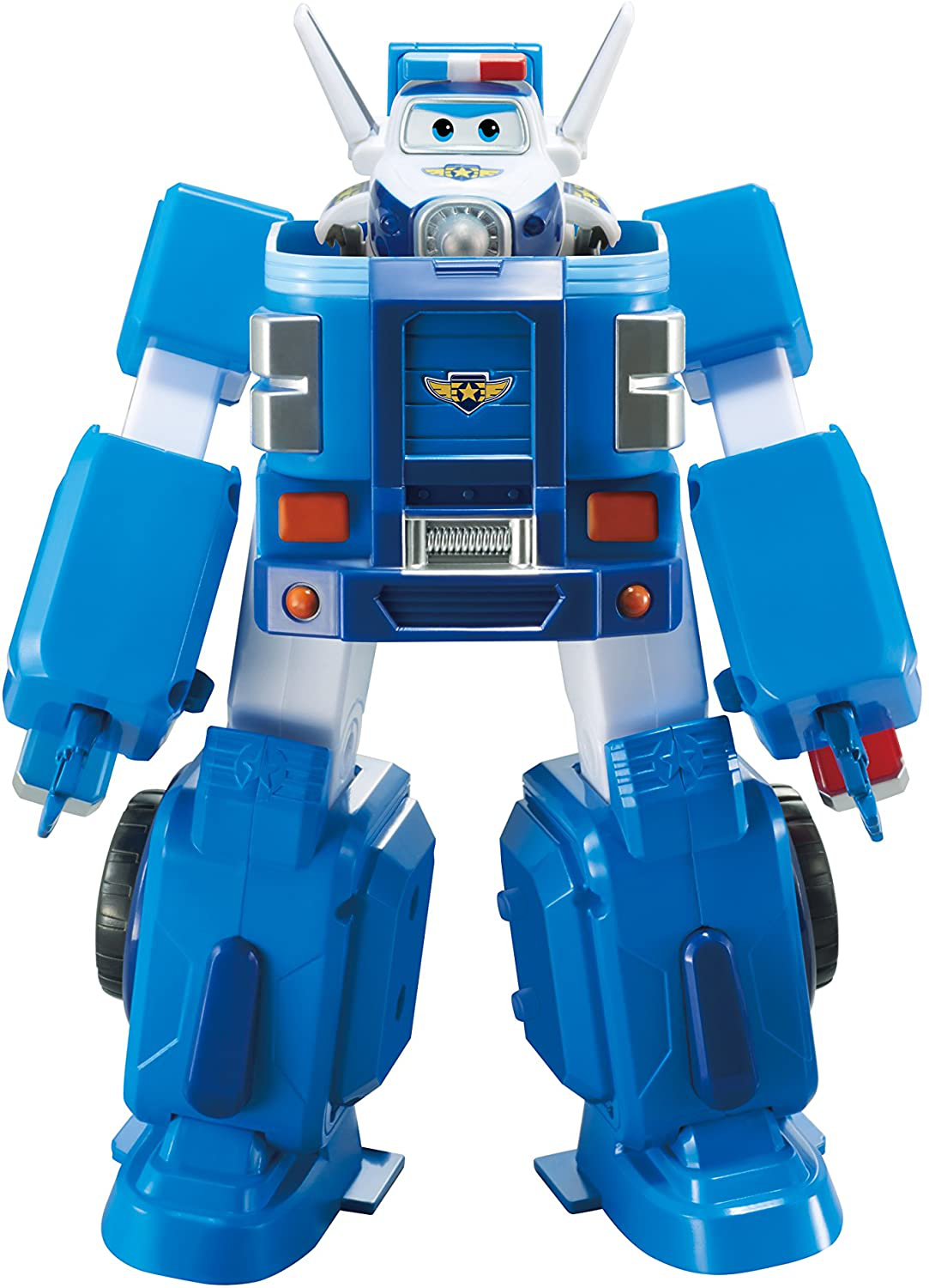 Super wings transforming vehicle transform robot figure police truck kids toy