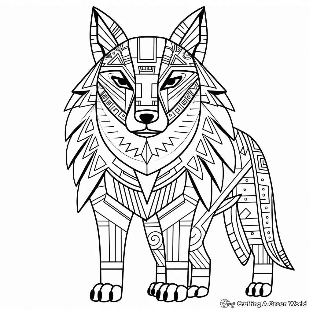 Tribal wolf coloring pages