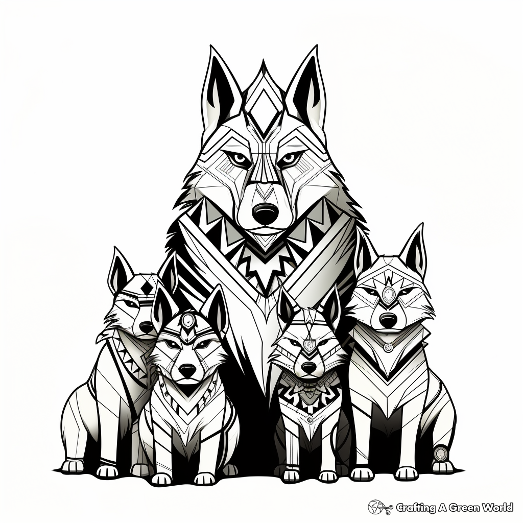 Tribal wolf coloring pages