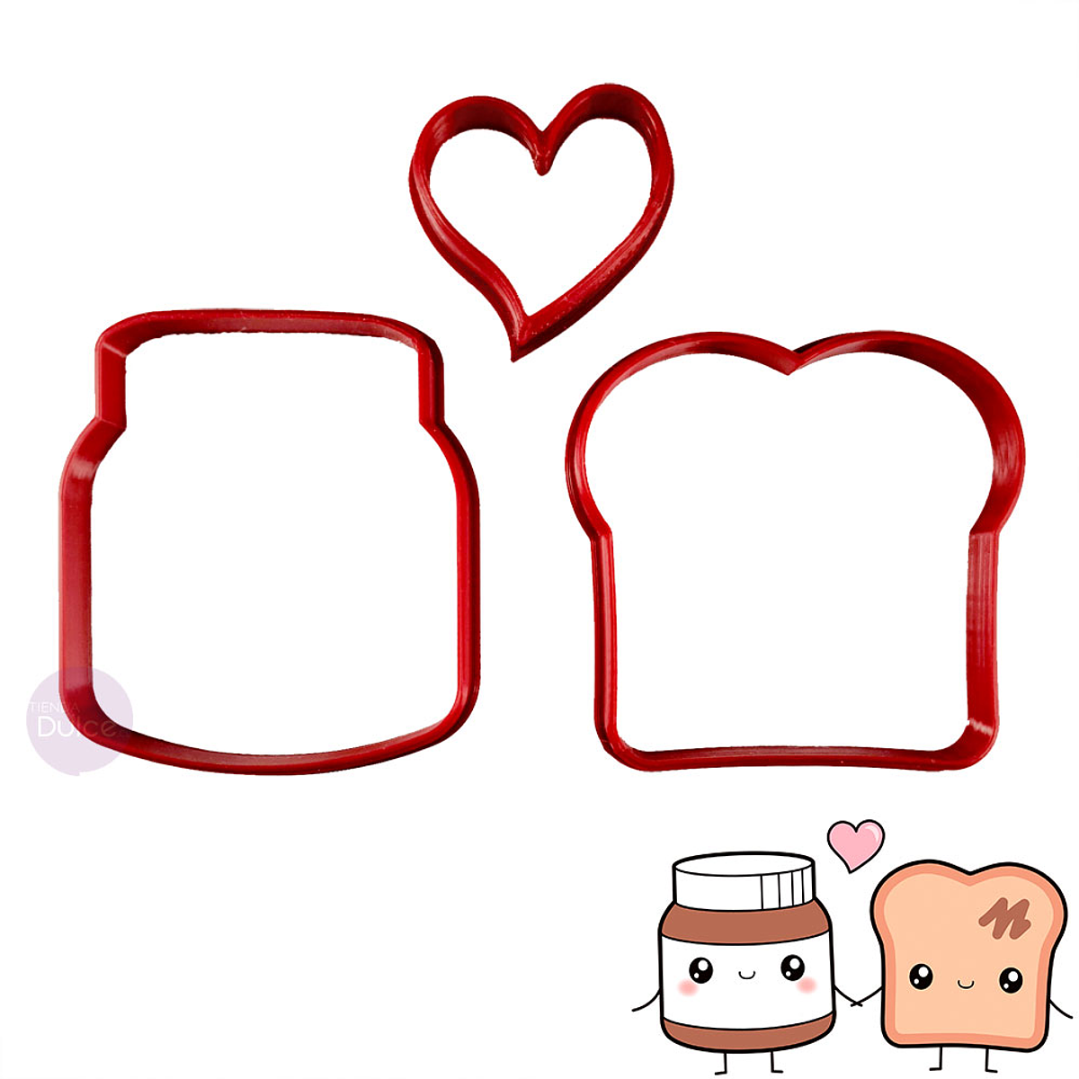 Set cortadores plãsticos pareja tostada y mermelada