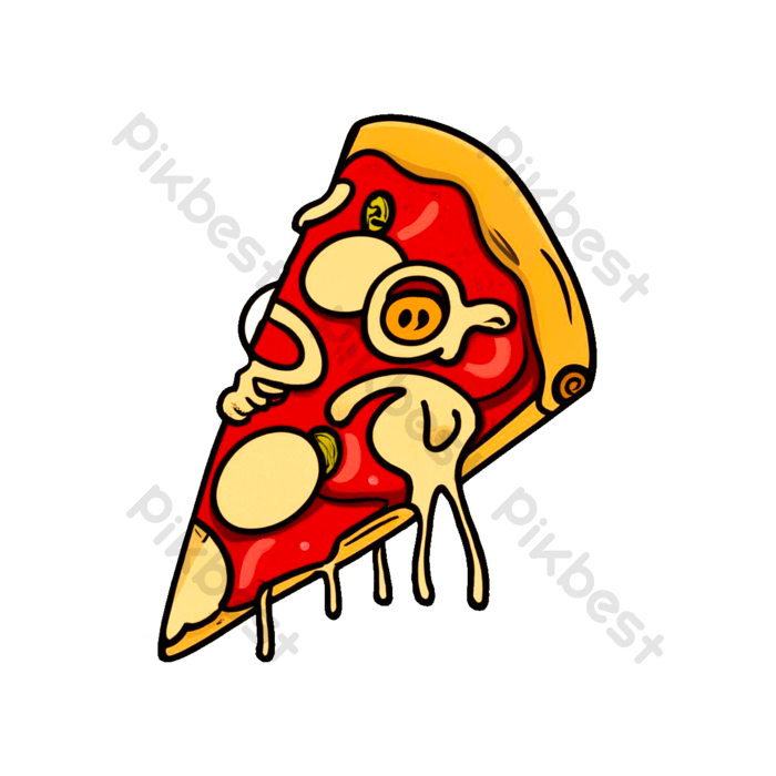 Drawing slice of fresh italian classic original pepperoni mushroom tomato pizza png png images psd free download