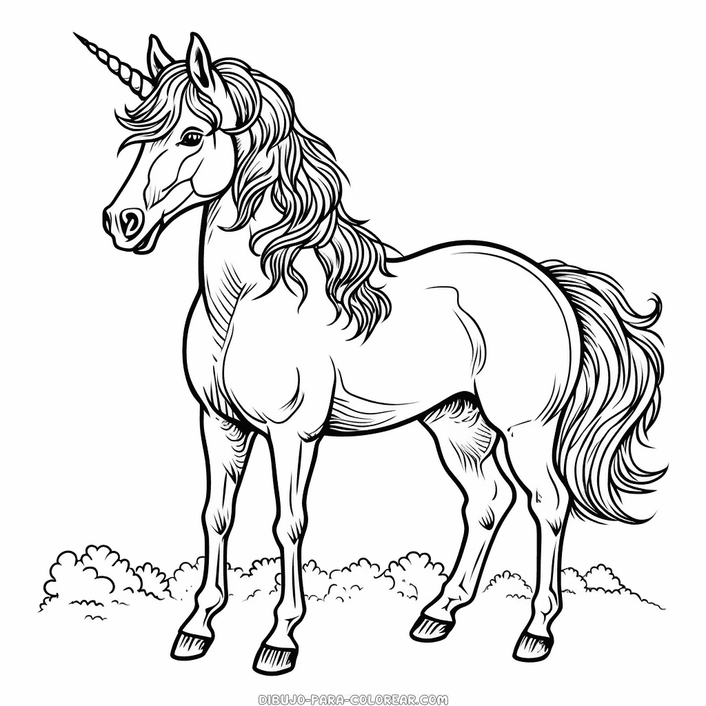 Dibujo de imprimible unicornio realista para colorear dibujo para colorear