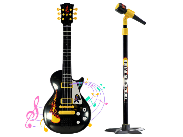 Kids electric string rock star guitar extendable microphone musical toy toys games