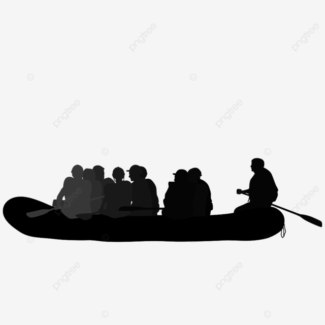 Descent silhouette png free silhouette descent on a river water rafters on a white background action rafting vector png image for free download