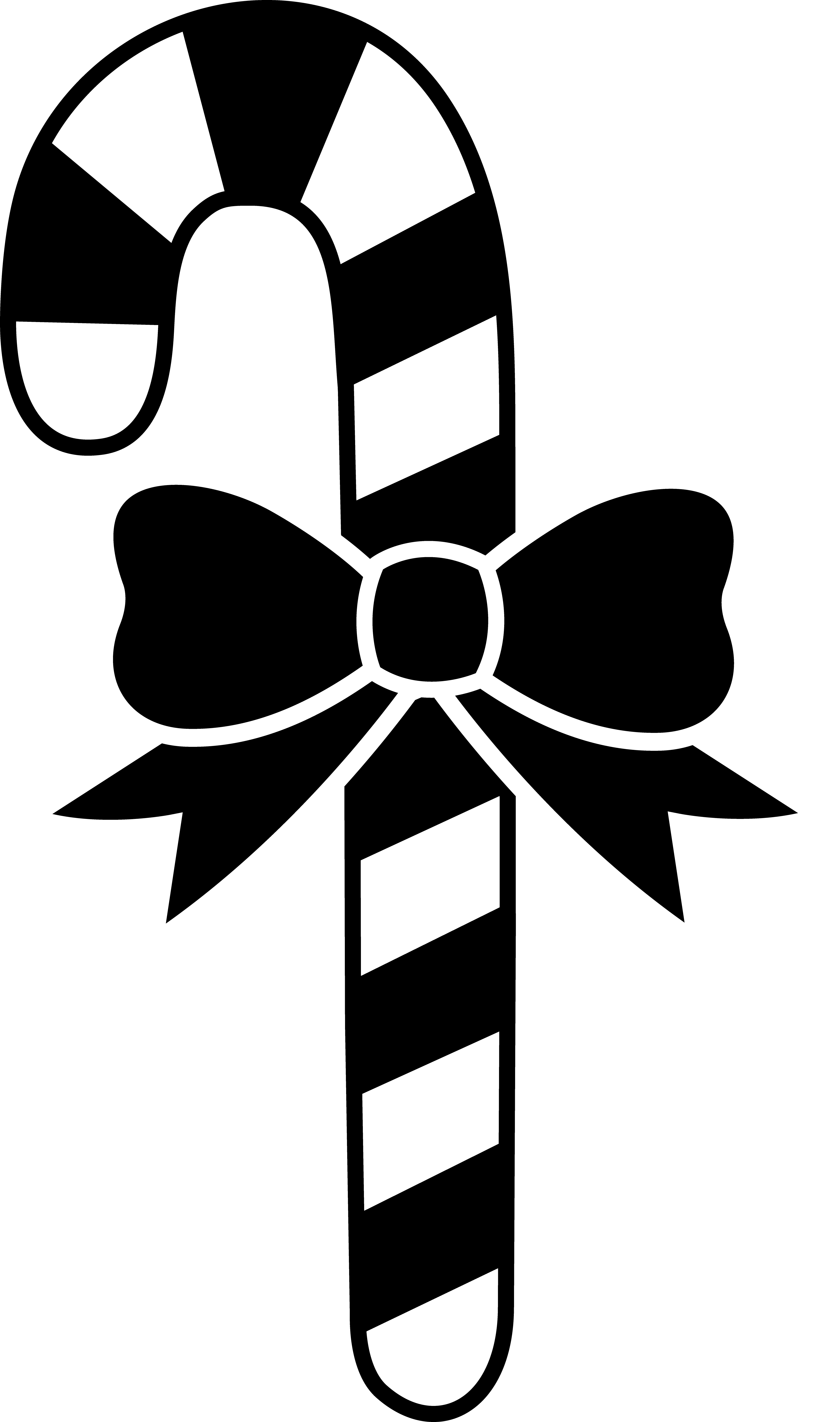 Black and white candycane with bow converttoblack clip art free clip art art