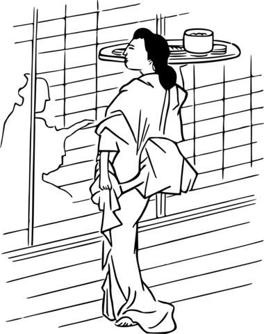 Dibujo de camarera japonesa antigua para colorear dibujos para colorear imprimir gratis